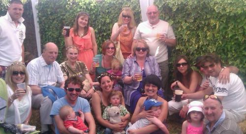 Family, young and old. Friends, new and old. All raising a glass to Ben at the Wimborne Folk Festival - June 2013